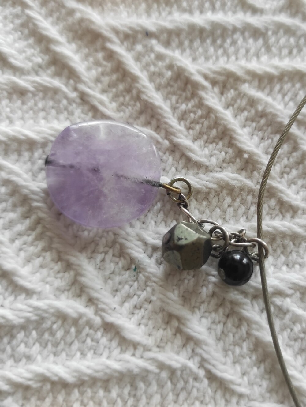 Amethyst, pyrite, onyx necklace